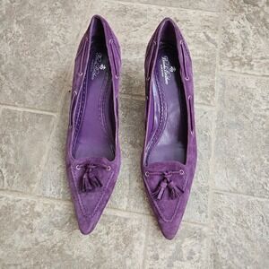 Brooks Brothers Suede Leather Kitten Heel Pumps Women 8 Pointy Toe  Italy